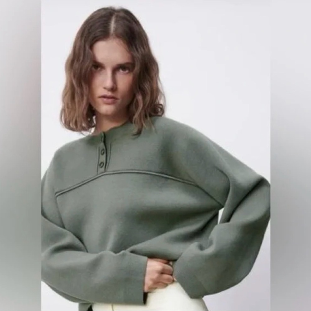Green Button-Up Sweater